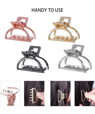8 Pack Small Metal Hair Claw Clips Hollow Jaw Barrettes Non-slip Open Shaped Jaw Clamp for Women Half Bun Hairpins for Half Updo (Rose Gold+Gold+Silver+Black) - Buy Online on GoSupps.com