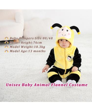 Doladola Unisex Baby Toddler Romper Jumpsuit Hooded Cartoon Sleepsuit 12-18 Months - Bee Design - Buy Online on GoSupps.com