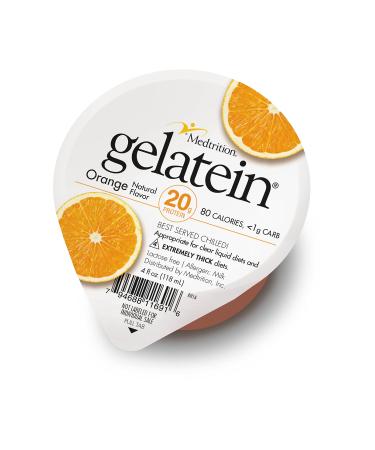 Gelatein 20 Orange: 20 grams of protein. Sugar free. Ideal for clear liquid diets, swallowing difficulties, bariatric, dialysis and oncology. Great pre or post-workout snack. (12 pack) Orange 4 Fl Oz (Pack of 12)