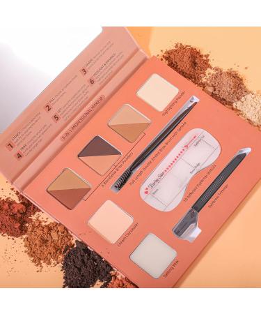 LXZJJM 9-in-1 Eyebrow Powder Palette Waterproof and Sweat-proof Eyebrow Stamp Kit for Natural Brow Contouring and Shaping Includes Mirror Dual-Ended Brow Brush 10 Brow Stencils Brow Scissors - Buy Online on GoSupps.com