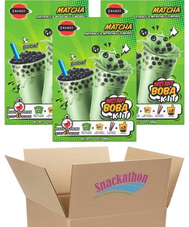 Instant Boba Bubble Pearl Milk Tea Kit with Authentic Tapioca Boba, Straws Included, 9 Servings (Matcha, 9 Servings)