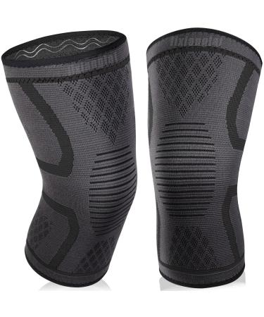 Knee Compression Sleeve for Men and Women 2 Pack Knee Brace for Knee Pain Meniscus Tear Non-slip Knee Support for ACL Arthritis Pain Relief working out Running Basketball Weightlifting Gym Sports Medium Black