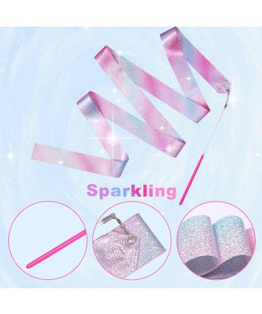 AIEX 4 Pcs Sparkling Pink Dance Ribbons - Rhythmic Gymnastics Ribbon Wand Set - Buy Online on GoSupps.com