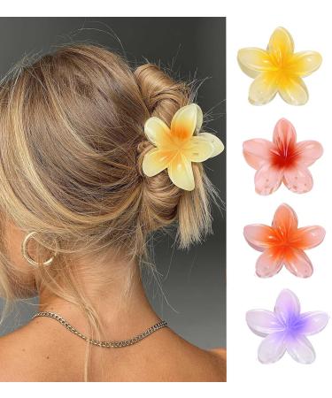 IOSPKKIO 4 pieces of flower hair clips strong hold large clamps for thick hair non-slip hair clips for women Hawaiian flower clamps 4 colors Style1 - Buy Online on GoSupps.com