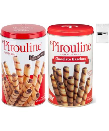 Value Bundle: PIROULIINE - HAZELNUT & DARK Chocolate Wafer Cookies - Biscuits Cookies - Rolled Wafers - Custom Value Bundle Branded Pack of 2