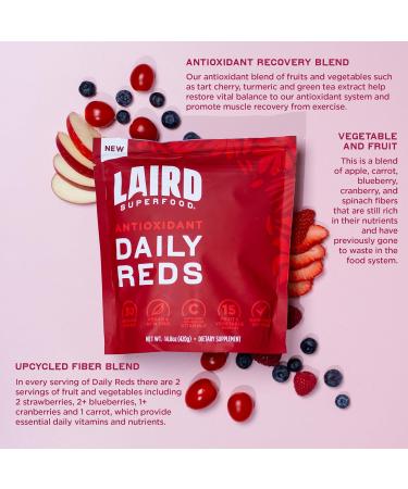 Laird Superfood Antioxidant Daily Reds Powder - Boost Immune Health with Vitamin C & Manganese | 30 Servings 2 Servings of Fruits & Vegetables Per Serving - Buy Online on GoSupps.com