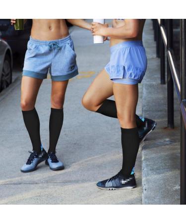 Calves Kelson Compression Socks (2 Pairs) for Men & Women - Speed Recovery, Graduated Athletic Fit - Black & Blue - L-XL - Buy Online on GoSupps.com