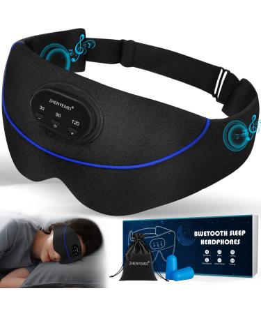 White Noise Sleep Mask Sleep Headphones  Wireless Sweat Absorbent Silk Eye Mask for Sleeping with 34 Relaxing Nature Sounds  Light Blocking Eye Mask with Timer  Sleeping Mask Best for Sleeper  Travel All Black (Mulberry ...