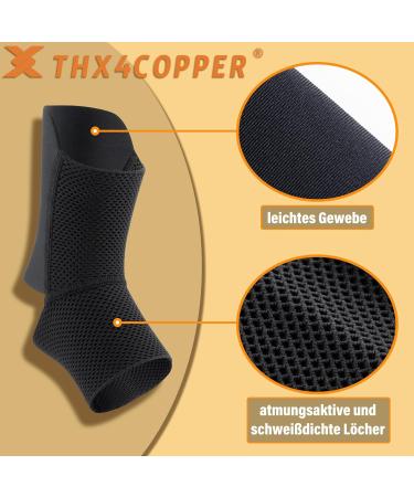 Buy THX4Copper Ankle Bandage - Breathable Compression Socks for Plantar Fasciitis & Sports - XL Black (1 Pair) - Buy Online on GoSupps.com