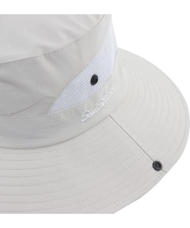 Women's Ponytail Sun Hat with UV Protection - Muryobao Wide Brim Beach Fishing Hat in Pure Beige - Buy Online on GoSupps.com