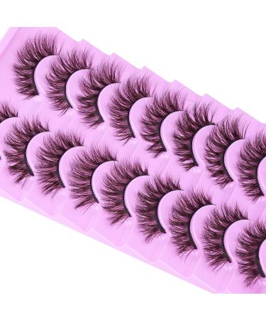 Brown Lashes Natural False Eyelashes 16mm D Curl Russian Strip Lashes That Look Like Extensions Wispy Fluffy Cat Eye Fake Lashes Pack 3D Volume Pestanas Postizas Naturales 9 Pairs by Goddvenus B-brown strip lashes - Buy Online on GoSupps.com