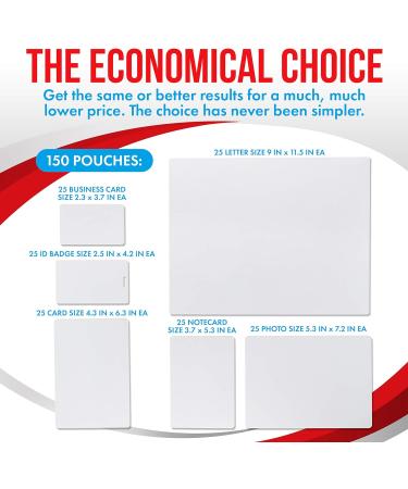 5MIL Thermal Laminating Pouches Variety Pack - 150 Count | Letter, Photo, Card, ID Badge, Business Card Sizes | Crystal Clear Finish | Dry-Erase Friendly Sheets | Compatible with Laminators - Buy Online on GoSupps.com