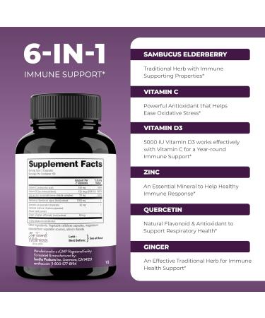 Sandhu's Elderberry & Vitamin D3 K2 with Quercetin Capsules (120 Count Each) | Supports Immune Muscle Health & Energy - Buy Online on GoSupps.com