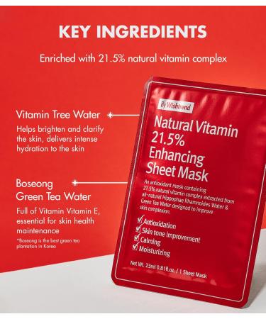 BY WISHTREND C21.5 Masque Tissu Anti- ge Natural Vitamin C Enhancing Sheet Mask 23g - Buy Online on GoSupps.com