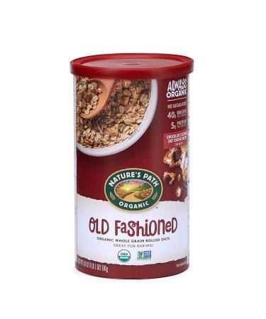 Natures Path Organic Old Fashioned Whole Grain Rolled Oats, 18 Ounce Canister (Pack of 6), Non-GMO, 40g Whole Grains, 5g Plant Based Protein, Oatmeal Great for Baking Old Fashioned 18 Ounce (Pack of 6)