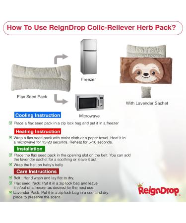 ReignDrop Stomach Wrap for Newborns - Gas & Colic Relief Baby Belt with Flaxseed & Lavender - Sloth Design - Buy Online on GoSupps.com