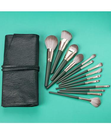 Makeup Brushes 14Pcs/Set Fan Brush Soft Fine Bristle Easy to Clean Safe Reused Professional Beauty Accessory Lightweight Green Tube Fan Makeup - Buy Online on GoSupps.com