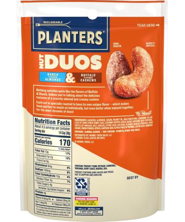 PLANTERS Nut Duos Buffalo Cashew and Ranch Almond 5 oz Resealable Bag (Pack of 2) Bundle With a Snack Scout Lunch Bag - Buy Online on GoSupps.com