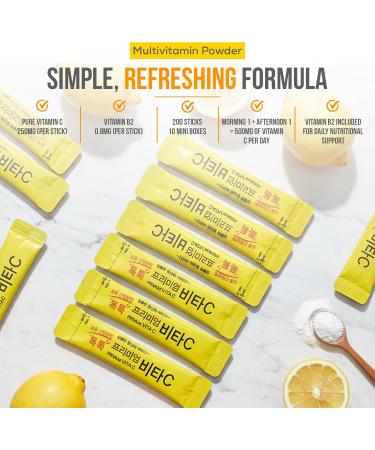 MOHNIC 200 Sticks Korean Vitamin C Powder with B2 Lemon Flavor VIT C Packets Natural C Blend Super C Mix Sufficient-C Style Pure C Blend from Korean Supplements - Buy Online on GoSupps.com
