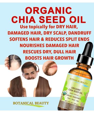 Botanical Beauty Organic CHIA SEED OIL 100% Pure Natural Virgin Unrefined Cold-Pressed Carrier Oil 1 Fl Oz 30 ml for Face Skin Body Hair Lip Nails. Rich in Vitamin E - Buy Online on GoSupps.com