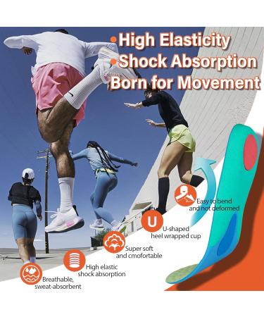 24-Hour Energy Shock Absorption Insoles - Comfort for Running Walking & Hiking | 2 Pairs for Men & Women | Breathable & High Elastic for All-Day Relief - Buy Online on GoSupps.com