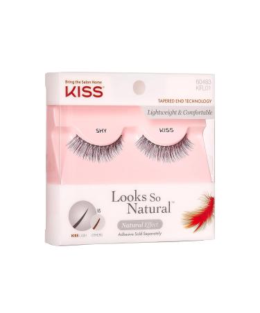 KISS Looks So Natural False Eyelashes - Lightweight Reusable Cruelty-Free Natural-Looking Contact Lens Friendly - Style Shy - 1 Pair Black - Buy Online on GoSupps.com