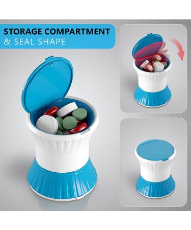 Pill Crusher Cutter Splitter Grinder - 3 in 1 Multifunction Blue White - Includes Small Pill Box Container - Efficient Tablet Cutter and Breaker - Buy Online on GoSupps.com