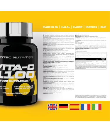 Scitec Nutrition VitaC 1100 Vitamin C with a high potency 1100 mg Supports the immune system collagen formation antioxidant protection 100 capsules - Buy Online on GoSupps.com