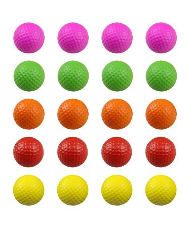 Scott Edward Foam Practice Sponge Golf Balls with Golf Ball Clip, Soft Elastic Light Weight Limited Flight Perfect for Indoor Outdoor, Colorful Golf Training Aid Balls 20Pcs-Mix Colors