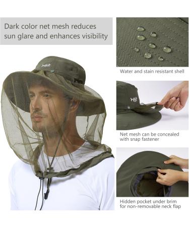 Buy Bassdash UPF 50+ Moskito Sonnenhut - Men & Women Fishing Hiking Camping Hat with Neck Protection - Army Green - Buy Online on GoSupps.com