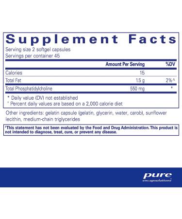 Pure Encapsulations Phosphatidylcholine 90 Softgel Capsules - Cellular, Cognitive & Liver Health Support - Buy Online on GoSupps.com