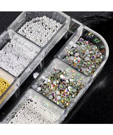 FEIlei 6 Grids 3D Flower Nail Art Charms for Acrylic Nails Supplies Rhinestones Gems - Buy Online on GoSupps.com