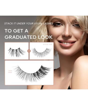 Natural Look Half False Wispy 3D Faux Mink Lashes - 7 Pairs C03 Pack | Clear Band Half Eyelashes in Various Lengths (6MM-15MM) - Buy Online on GoSupps.com