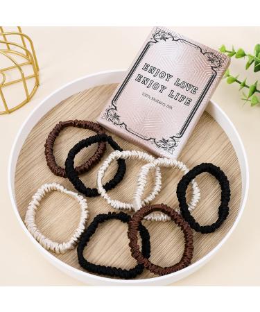 8-Piece Pure Mulberry Silk Hair Tie Set for Women & Girls - Black Satin Sleep Ties for All Hair Types - Buy Online on GoSupps.com