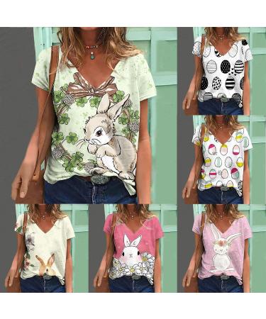 Easter Bunny & Eggs Print Women's V-Neck T-Shirt - Dark Purple, XL - Buy Online on GoSupps.com