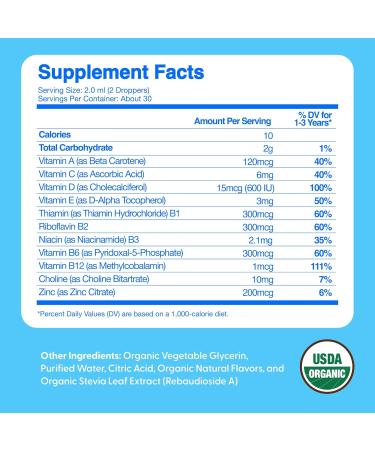 Feel Great Vitamins Organic Multivitamin Liquid Drops for Toddlers & Kids | Daily Essential Nutrients for Healthy Growth | No Iron Sugar-Free | USDA Organic Vegan Non-GMO Gluten-Free | 2 Fl Oz Kids Multivitamin Drops -  - Buy Online on GoSupps.com