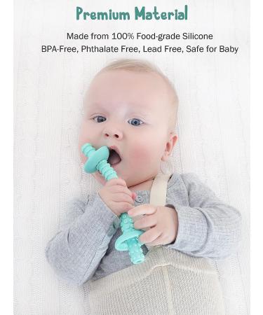 Baby Teething Tube with Safety Shield | Silicone Hollow Teether for 3-12 Months | Infant Gum Massager and Sensory Toy | Includes 1 Pair with Cleaning Brushes | Food-Grade Silicone (Pink+Mint) - Buy Online on GoSupps.com