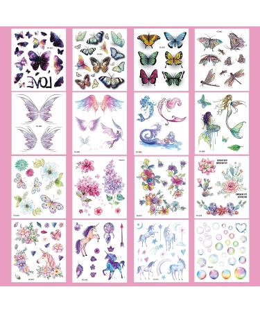 Glitter Temporary Tattoos - 157 Styles for Girls, Kids & Women | Colorful Butterfly Wings Stickers - Waterproof for Face Makeup, Birthday Parties & Goodie Bags - Buy Online on GoSupps.com