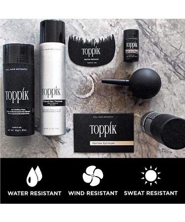 Toppik Hair Building Fibers Black - 0.97 oz (27.5 g) | Thicker, Fuller Hair - Buy Online on GoSupps.com