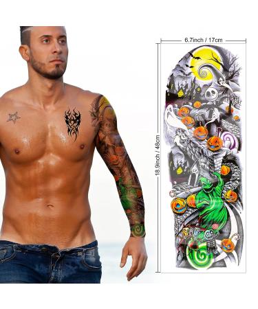 18 Sheets Full Arm Temporary Tattoo Set | Konsait Waterproof Sleeve Tattoo Body Stickers for Men and Women - Buy Online on GoSupps.com