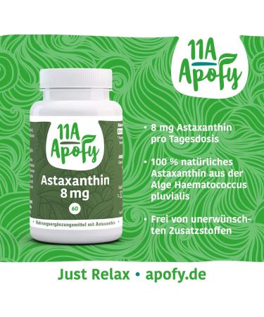 Buy 11a Apofy Astaxanthin 8 mg | Natural Haematococcus Pluvialis | 60 Capsules for Optimal Health | International Shipping Available - Buy Online on GoSupps.com