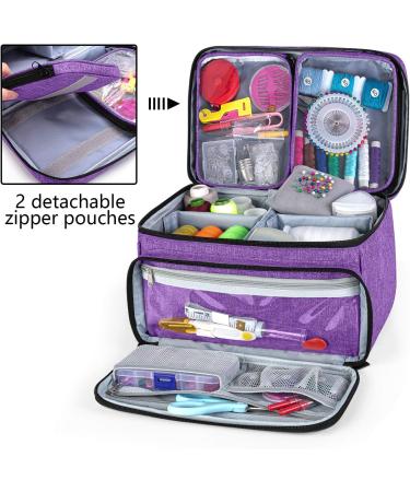 Luxja Sewing Accessories Organizer with 2 Detachable Clear Pockets - Purple Sewing Supplies Organizer (Patent Design) - Buy Online on GoSupps.com