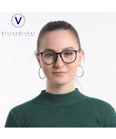 VisionGlobal Blue Light Blocking Glasses for Men & Women - Anti Eye Strain Stylish Oval Frame 3.00x Magnification Glare Reduction - Buy Online on GoSupps.com