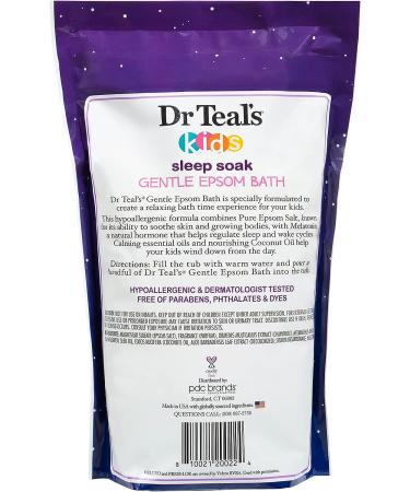 Dr Teal's Kids Gentle Epsom Bath Sleep Soak with Melatonin & Essential Oils - Relaxing Epsom Bath for Children - Buy Online on GoSupps.com