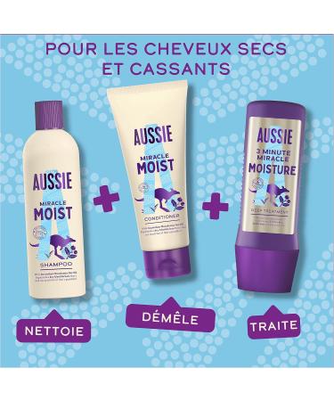 Aussie 3 Minute Miracle Moisture Intensive Vegan Treatment For Dry & Damaged Hair With Australian Macadamia Nut Oil 225ml - Buy Online on GoSupps.com