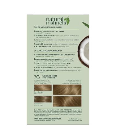 Clairol Natural Instincts 7G Dark Golden Blonde Demi-Permanent Hair Dye 5.85 Fl Oz - Pack of 1 - Buy Online on GoSupps.com