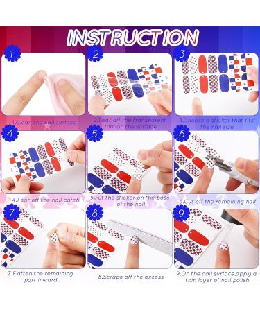 Patriotic American Flag Nail Wraps - 12 Sheets Independence Day Nail Strips with Nail Buffer File - Memorial Day Nail Stickers - Vivid Design - Buy Online on GoSupps.com