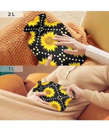 Sunflower Hot Water Bottle 1L - BPA Free Small Pain Relief Bag for Kids Men & Women - Buy Online on GoSupps.com