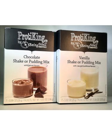 Proti Fit Chocolate and Vanilla Pudding/Shake high Protein Diet Bundle (14 Servings) - | Healthy Nutritious| Low Calorie Low Fat Low Carb Low Sugar