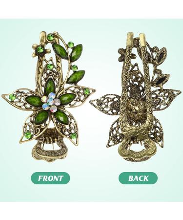 FRCOLOR Vintage Women s Flower Crystal Hair Clips - Elegant Green Hair Accessories for International Shipping - Buy Online on GoSupps.com